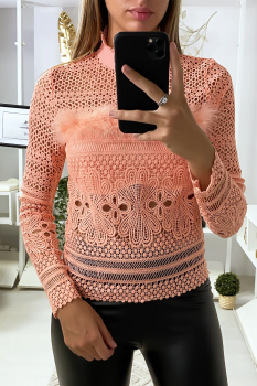 Haut à plume Rose