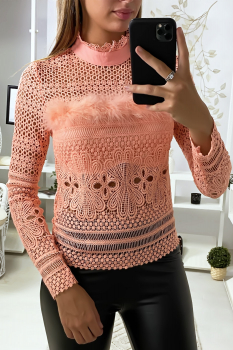 Haut à plume Rose