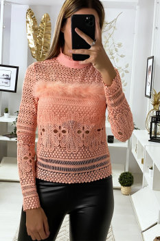 Haut à plume Rose