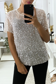 Haut chic à paillete Rose