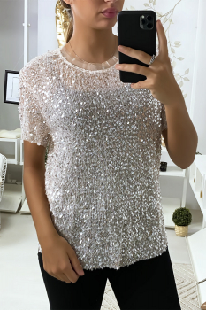 Haut chic à paillete Rose