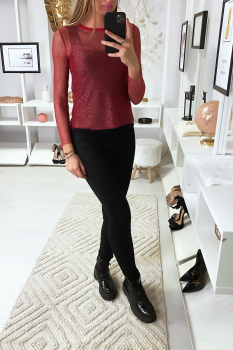 Haut chic bimatière transparent Bordeaux