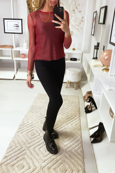 Haut chic bimatière transparent Bordeaux
