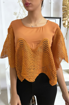 Haut chic ondulé brodé Orange