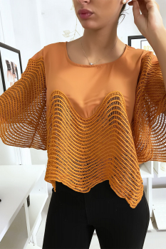 Haut chic ondulé brodé Orange