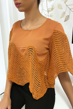 Haut chic ondulé brodé Orange