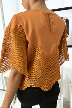 Haut chic ondulé brodé Orange