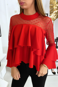 Haut chic volant Rouge