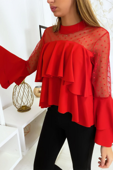 Haut chic volant Rouge