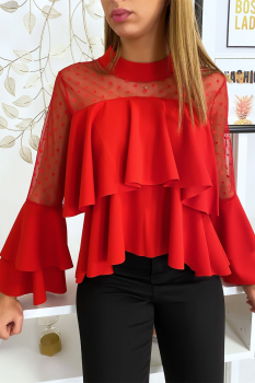 Haut chic volant Rouge