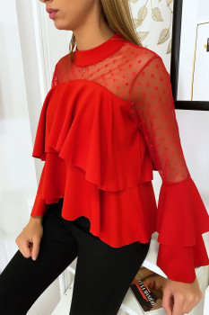 Haut chic volant Rouge