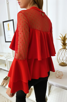 Haut chic volant Rouge