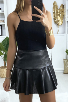 Jupe courte simili cuir Noir
