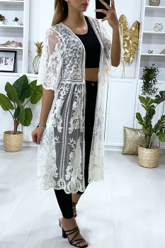 Kimono dentelle Beige