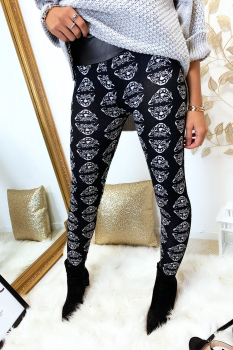 Legging à motif multicolore Noir