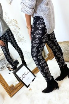 Legging à motif multicolore Noir