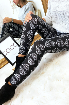 Legging à motif multicolore Noir