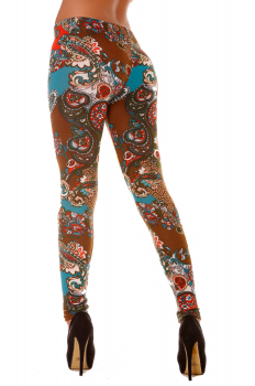 Legging chaud à motif multicolore 