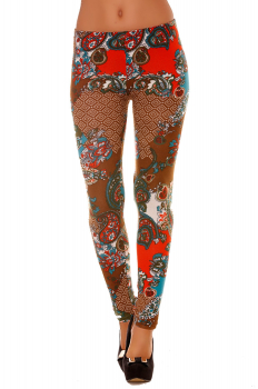 Legging chaud à motif multicolore 