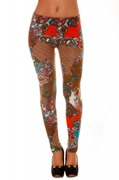 Legging chaud à motif multicolore 