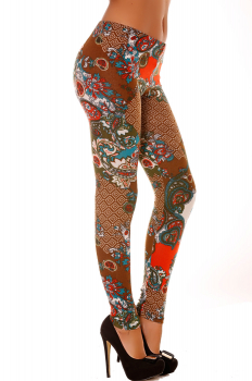 Legging chaud à motif multicolore 