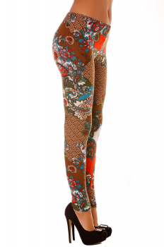 Legging chaud à motif multicolore 