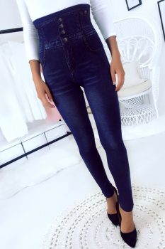 Legging corset imprimé jeans Bleu
