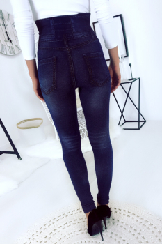 Legging corset imprimé jeans Bleu