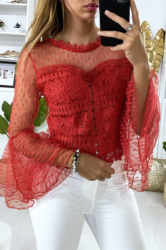 Magnifique haut dentelle Rouge