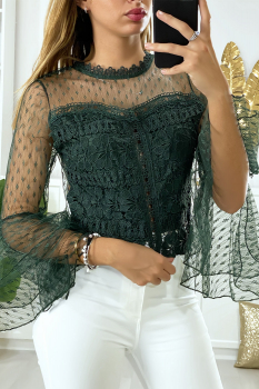 Magnifique haut dentelle Vert