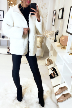 Manteau fausse fourrure Blanc