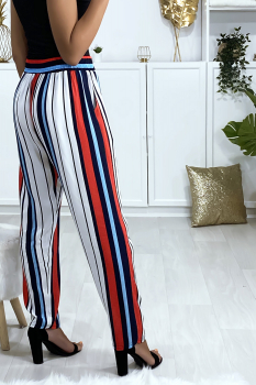 Pantalon à rayure mutlicolore Bleu