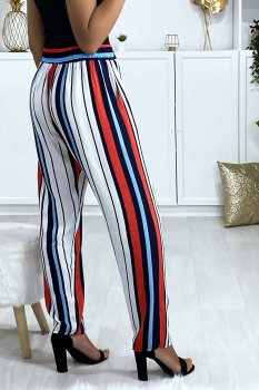 Pantalon à rayure mutlicolore Bleu