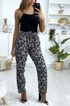 Pantalon fluide à motif Noir