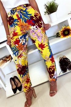 Pantalon fuilde coton à fleur Jaune