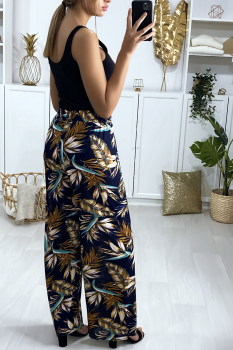 Pantalon large à fleur Camel