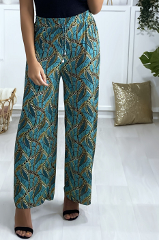 Pantalon large à motif Vert