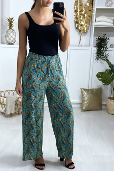 Pantalon large à motif Vert