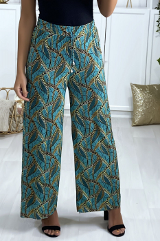 Pantalon large à motif Vert