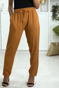 Pantalon large et décontracté Camel