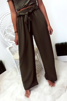 Pantalon palazzo kaki avec ceinture matière fluide et agréable. 1826