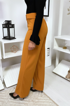 Pantalon palazzo moutarde avec ceinture