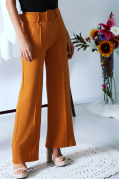 Pantalon palazzo taille haute Moutarde