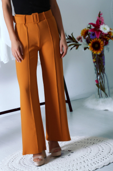 Pantalon palazzo taille haute Moutarde