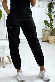Pantalon stretch élastique à la cheville Noir