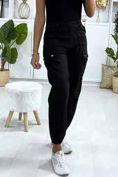 Pantalon stretch élastique à la cheville Noir