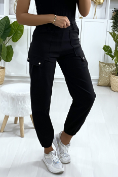 Pantalon stretch élastique à la cheville Noir