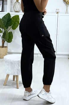 Pantalon stretch élastique à la cheville Noir