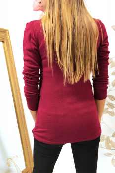 Pull col roulé et collier Bordeaux