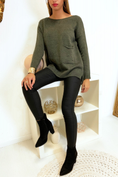 Pull en laine Kaki